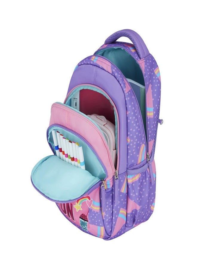 جيني حقيبة ظهر مدرسية جيني فان بوب للبنات | 15 بوصة - 20 لترًا بثلاثة أقسام، خفيفة الوزن مع أكتاف مبطنة | مثالية للكتب، زجاجات المياه، الأدوات المكتبية، علبة الغداء، والأغراض الأساسية - بنفسجي - Image 5